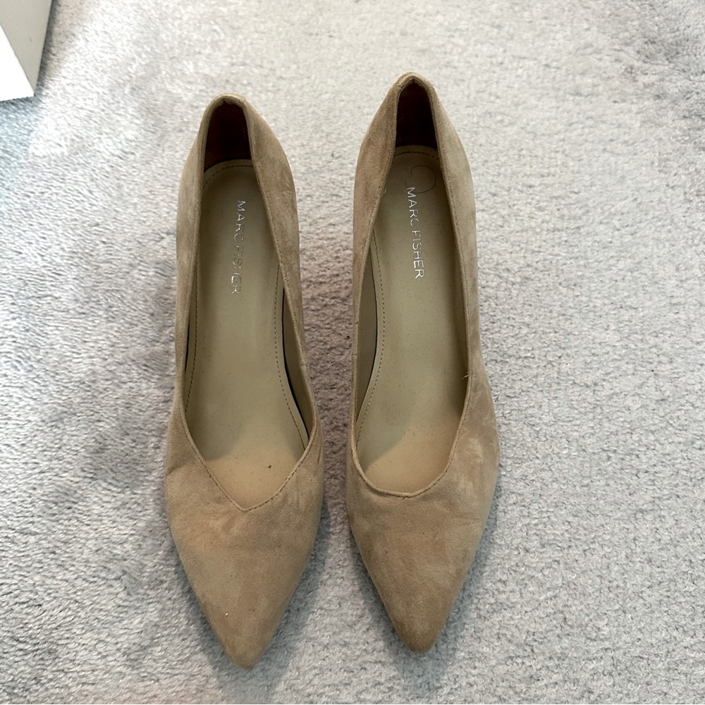 Suede Tan Pointed-Toe Heels